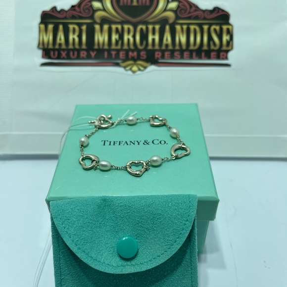 Tiffany and Co. Silver 925 bracelet with pearls and hearts size 17 cm or 6.5 in. - Picture 6 of 8